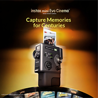 Appareil photo instantané Fujifilm Instax Mini Evo Cinema, enregistrement photo et vidéo, impression, étanche, antichoc, vidéo HD 1080p, 7,1x-16x