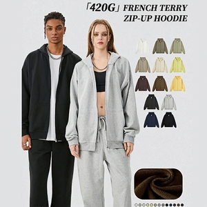 Commande en gros de sweat-shirts à capuche en coton surdimensionné personnalisés, sweat-shirts à capuche à fermeture éclair en molleton français, sweat-shirts à capuche à fermeture éclair brodés, streetwear, sweat-shirts à capuche à impression numérique pour hommes - Product Image 2