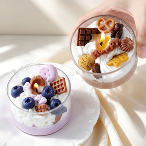 Cute Fake Cream Dessert Cup Aromatherapy <b>Candle</b> Strawberry Chocolate Ornament For Warm Indoor Leisure Atmosphere - Product Image 3