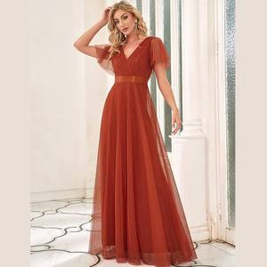 فستان وصيفة العروس الكوري الكلاسيكي الأنيق من الجورجيت بتصميم نحيف على شكل حرف A لحفلات الزفاف في الخريف للنساء ذوات المقاسات الكبيرة قابل للغسل - Product Image 5