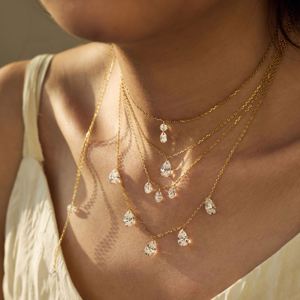 สร้อยคอจี้เพชรคิวบิกเซอร์โคเนีย 5A ชุบทองคำขาว 14K เงินแท้ S925 ดีไซน์ใหม่จาก Dylam ของขวัญวันครบรอบสำหรับผู้หญิง - Product Image 3