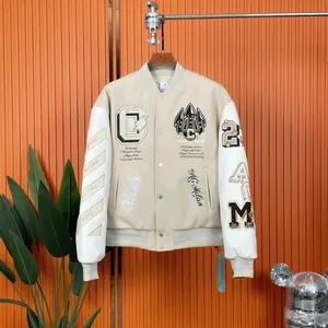 2024 New Vintage Hip-hop Letter C Embroidered Heavy Baseball Uniform Y2K Streetwear Rock Loose Bomber Jacket Varsity For Men