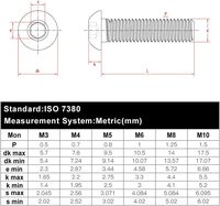 ISO 7380 M6 M8 tombol kepala soket tutup baut hitam 10.9 kelas baut Allen sekrup
