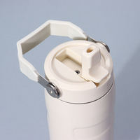 Tasses de voyage isothermes 500 ml 750 ml, mugs à café à double paroi sous vide avec couvercle à paille et poignée en acier inoxydable