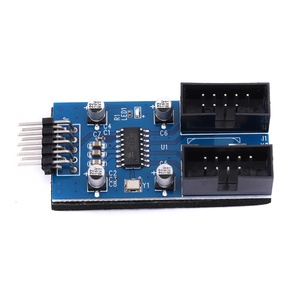 มาเธอร์บอร์ด USB 9Pin USB <span class=keywords><strong>2</strong></span>.0 FEMALE Black Interface HEADER Splitter อะแดปเตอร์สายต่อขยายแบบ1ถึง<span class=keywords><strong>2</strong></span> 9-pin ขั้วต่อฮับ USB - Product Image 3