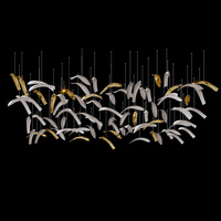 Lustre suspendu contemporain en feuilles d'or avec LED 110-240V pour hall d'hôtel et restaurant