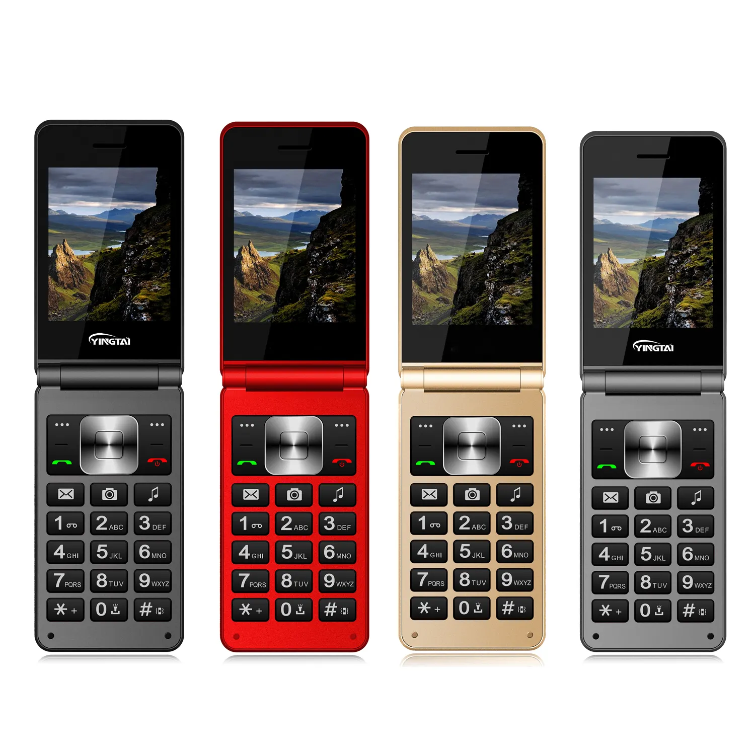 Teclado clássico 4G Flip Dual Screen para celular celular 2.8 polegadas LTE FM Clamshell Cartão SIM Dual celular telefone