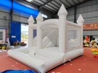 Nouveauté 2025 : Château gonflable commercial d'extérieur pour enfants avec toboggan et piscine à balles, en PVC blanc