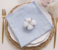 Serviettes de table en tissu lavables de couleur bleu ciel, pour la décoration de table de restaurant, serviettes de thé en coton réutilisables personnalisées