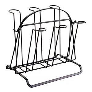 Ripai Wrought Iron Cup Holder Triple Glass Storage <b>Rack</b> Space Saving Design For <b>Kitchen</b> countertop - Product Image 4