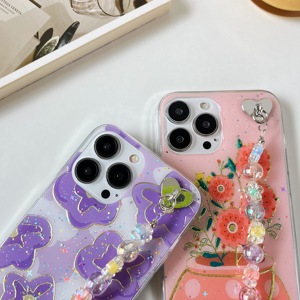 Ốp điện thoại iPhone 13, 16 PRO MAX thời trang mới dành cho nữ, kèm vòng tay hoa, sản xuất tại nhà máy - Product Image 4