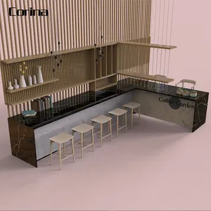 거실에 대한 맞춤형 현대 L 모양의 Led 빛 커피 칵테일 나이트 클럽 바 카운터 데스크 디스플레이