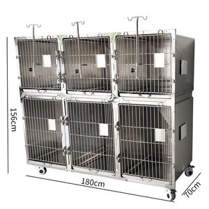 YUHAOLONG Cage modulaire professionnelle pour animaux <span class=keywords><strong>de</strong></span> compagnie en acier inoxydable 304 massif, 6 compartiments, pour cliniques vétérinaires et salons <span class=keywords><strong>de</strong></span> toilettage - Product Image 1
