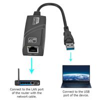 Adaptador USB 3.0 Gigabit Ethernet, Adaptador de Red LAN RJ45 de 1000Mbps, Convertidor sin Controladores para Laptop PC Windows Mac