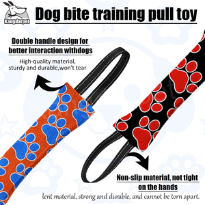 Kangdarpet Durable <b>Interactive</b> Dog Tug <b>Toy</b> with Double Handles - Orange & Blue Dot Pattern Pet Chew <b>Toy</b> for Aggressive Chewers - Product Image 6