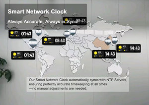 Horloge murale numérique de réseau intelligent haute résolution de 21 pouces avec mode d'affichage double de l'heure météo - Product Image 2