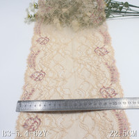 23cm doux vert nude rose Chantilly dentelle garniture luxe multicolore fleur avec fil métallique irisé français cils dentelle tissu