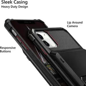 Casing ponsel TPU hibrida, untuk iPhone 15pro max Flip pintu saku lapisan ganda Armor pelindung cangkang keras pelindung belakang untuk iphone 14 13