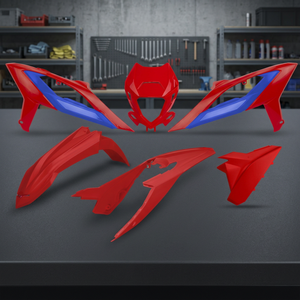 Kit Carene in Plastica 2023-2024 per Beta RR 450 con Portafaro Racing Bicolore Rosso-Blu Accessori Moto - Product Image 3