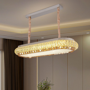 Crystal <b>Ceiling</b> <b>Light</b> Led Oval Shape For Living Room Bedroom Dining Room Modern Chandelier With Dimmable Switch Control 3 Year - Product Image 1