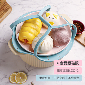 Silicone Steamer Rack Food Grade Non Stick Breathable For Steaming Buns And Dim Sum Small Blue Large Pink - Product Image 1