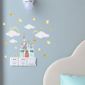Glowig autoadhesivo extraíble para habitación de niños en la oscuridad, pegatina de pared, papel tapiz fluorescente de Castillo de dibujos animados para dormitorio de niños - Product Image 4