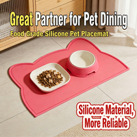 Tapis de Nourrissage en Silicone pour Animaux de Compagnie, Forme Arrondie, Étanche, Antidérapant, avec Bord Surélevé, Anti-Fuite, Durable, Écologique, Qualité Alimentaire