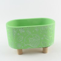 Nouveau design moderne, pots de fleurs verticaux décoratifs en ciment vert, pots de fleurs modernes et jardinières
