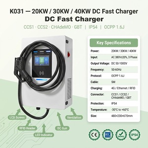 Nouvelle borne de recharge murale 20KW 30KW 40KW CCS1 CCS2 CHADEMO GBT OCPP 1.6J 4G RFID IP54 AC 380V pour véhicules - Product Image 4