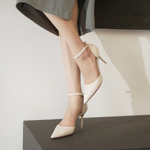 Zapatos de Tacón D'Orsay con Punta en Pico, Correa en el Tobillo, Tacón de Aguja, Color Sólido, Hebilla, Forro de Microfibra, Zapatos de Moda para Oficina y Fiestas - Product Image 3