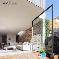 Porte d'entrée pivotante en aluminium insonorisée et sécurisée avec verre trempé pour projets de construction commerciale