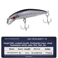 Leurre de pêche artificiel Daoyu 6cm 4g Micro-organisme Minnow à coulée lente en ABS, idéal pour l'eau douce et adapté aux débutants