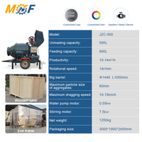 MHF Bétonnière à tambour sur mesure série JZC 500L, équipement de mélange de ciment haute puissance 7,5 kW pour projets d'ingénierie routière