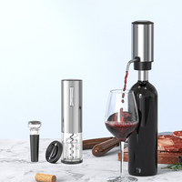 Juego de abridor de vino eléctrico recargable 4 en 1, aireador automático de vino, tapón de vacío para vino, cortador de papel de aluminio, kit de herramientas para vino de acero inoxidable