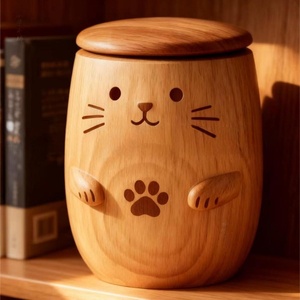Compassionate Meaningful Engraved Wooden <strong>Pet</strong> Keepsake Box with Paw Prints for Living Room Mantel Display - Product Image 1