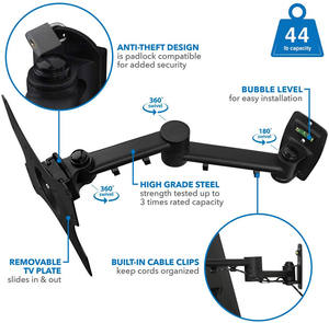 <span class=keywords><strong>Support</strong></span> mural pour téléviseur hd avec bras <span class=keywords><strong>articulé</strong></span>, pour écrans plats et moniteurs 13-42 pouces, <span class=keywords><strong>VESA</strong></span> 75 à 200, Compatible avec RV d'extérieur - Product Image 2