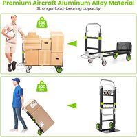 Chariot à plateforme pliable 3-en-1 amélioré en aluminium robuste, capacité 440/800 lb, outils de transport industriels OEM convertibles