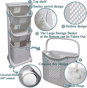 Cesto de Ropa Cuadrado con Ruedas de PP Personalizable para Uso Doméstico - Product Image 2