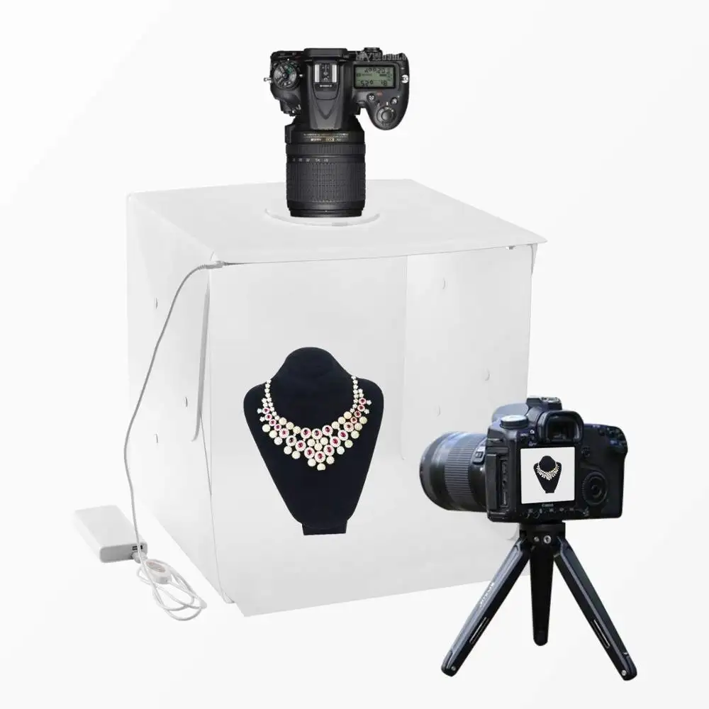 mini White photo box with light small photo studio light box soft box lighting photo studio