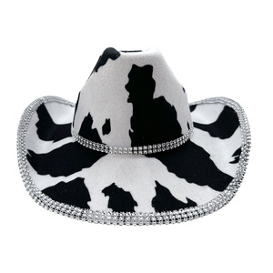 หมวกคาวบอยสีน้ำตาลประดับเลื่อมสีชมพูและคริสตัลสุดหรูจาก HLC เหมาะสำหรับคอสเพลย์ งานปาร์ตี้ธีมตะวันตก และตกแต่ง - Product Image 4