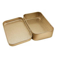 Boîte rectangulaire en métal doré 100*80*22mm avec couvercle à charnière pour comprimés, pilules, bonbons, menthes - Vente en gros