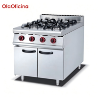 Cuisinière à gaz commerciale avec armoire, cuisinière à gaz 4 et 6 brûleurs pour restaurant, restauration, cuisine