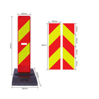 Poteau de marquage vertical réfléchissant haute intensité rouge-jaune avec base en caoutchouc pour utilisation temporaire d'isolation routière et de sécurité