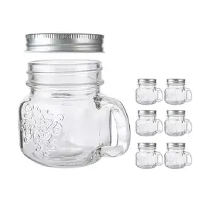 Benutzer definierte 8 Unzen 240ml Clear Square Einmach gläser 240ml Einmach glas mit Griff und Deckel