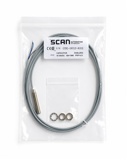 SCAN 10-30V DC M8 1mm PNP NO Shielded IP67 Cylindrical Capacitive Proximity Sensor