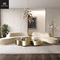 Hot Sale Hochglanz Edelstahl Luxus Unregelmäßig Modern Schwarz Gehärtetes Glas Couch tisch Set