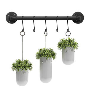 Colgador de pared para utensilios industriales, tubería de hierro, riel colgante de cocina con ganchos de 10 <span class=keywords><strong>S</strong></span>, estante de sartén montado en la pared - Product Image 2