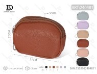 Portamonete da Donna con Doppia Cerniera, Texture Opaca Effetto Litchi, 7 Pollici, Mini Portafoglio in Microfibra e Pelle Sintetica - Product Image 1