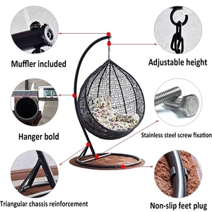 Offres Spéciales personnalisé mode Pe rotin extérieur européen salon jardin chambre hôtels suspendus rotin patio balançoire avec support - Product Image 5