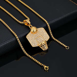 Collar de Joyería de Moda con Colgante de Acero Inoxidable Resistente al Agua con Diseño Deportivo Hip Hop para Hombre, Venta al por Mayor - Product Image 4